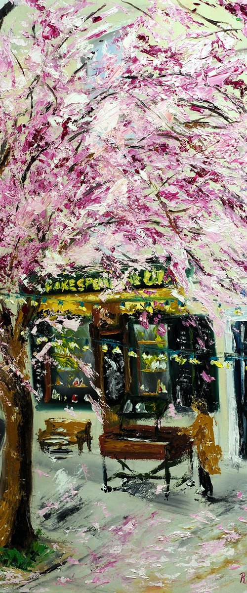 Cherry Blossoms by Shakespeare & Company, Paris II by Ruslana Levandovska