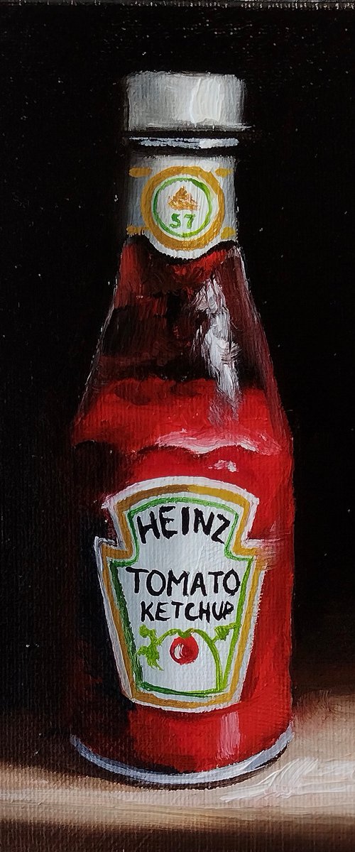 Ketchup bottle framed still life by Jane Palmer Art
