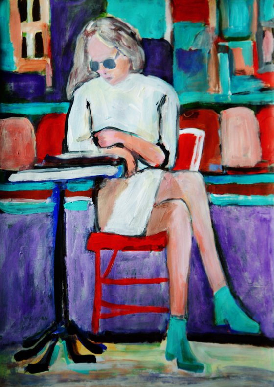 Woman with a book / 42 x 29.7 cm