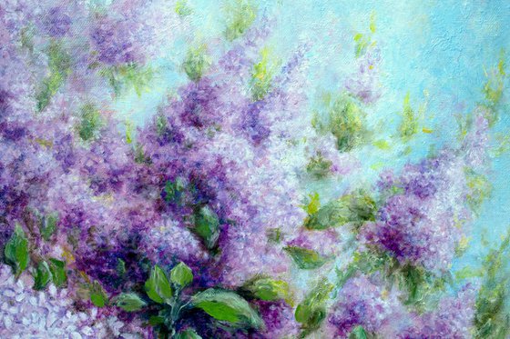 Big size Impressionist oil painting THE SCENT OF LILAC