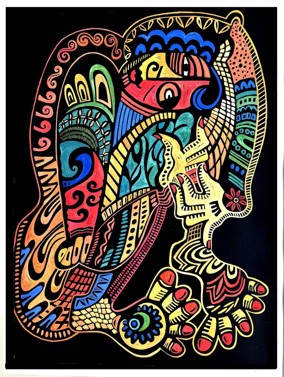 Illustrative Portrait Linocut By Laurel Macdonald, 22 X 28", Woman In A Box, Original Artwork