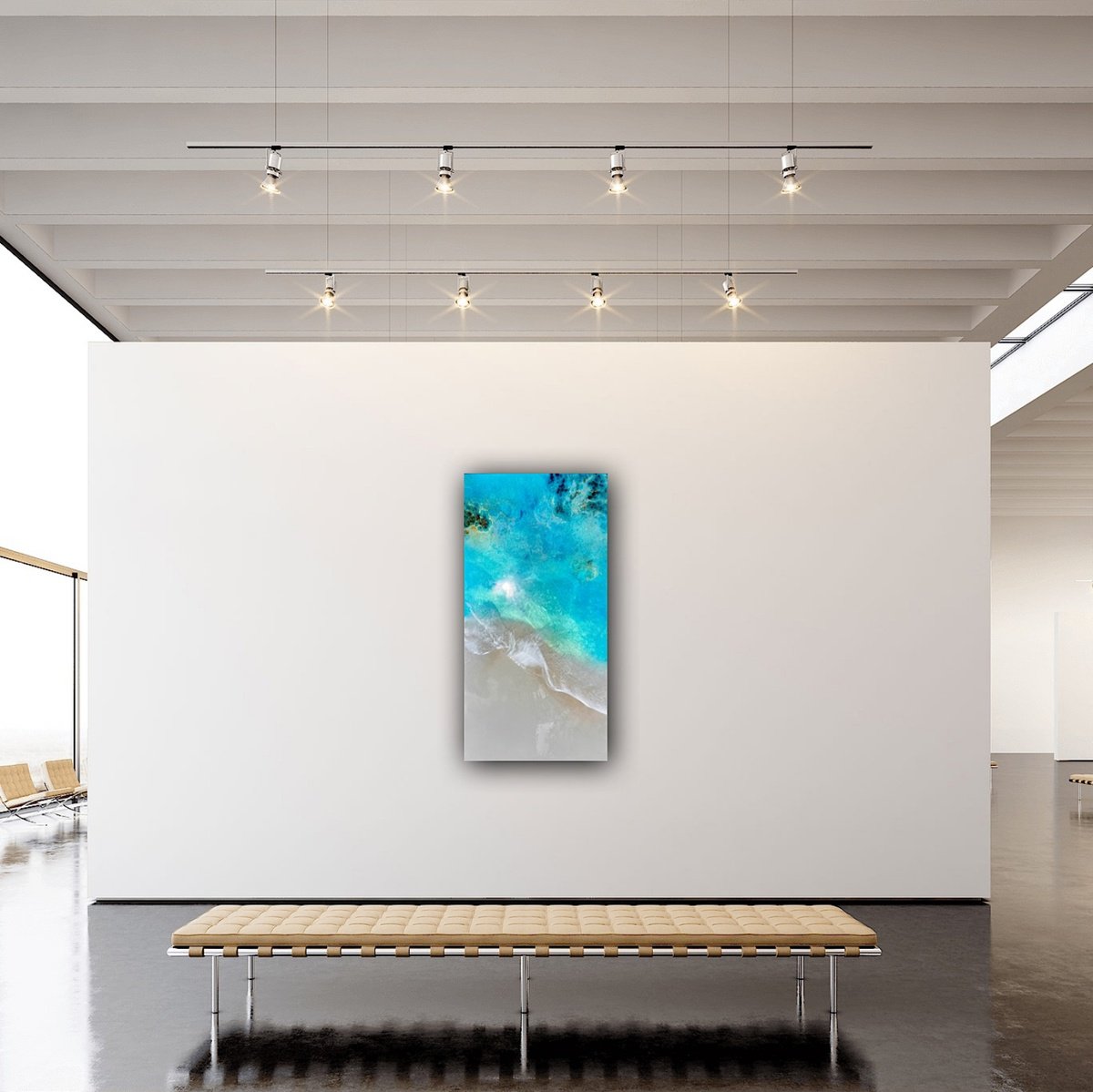 Photorealistic Landscape Painting By Ana Hefco, 24 X 48, A Drop In The Ocean, Original Artwork