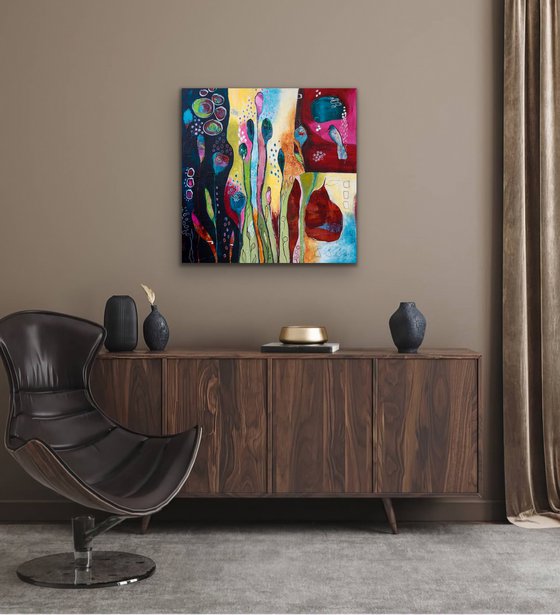 Jardin de rêves - Original expressive abstract on canvas - Ready to hang