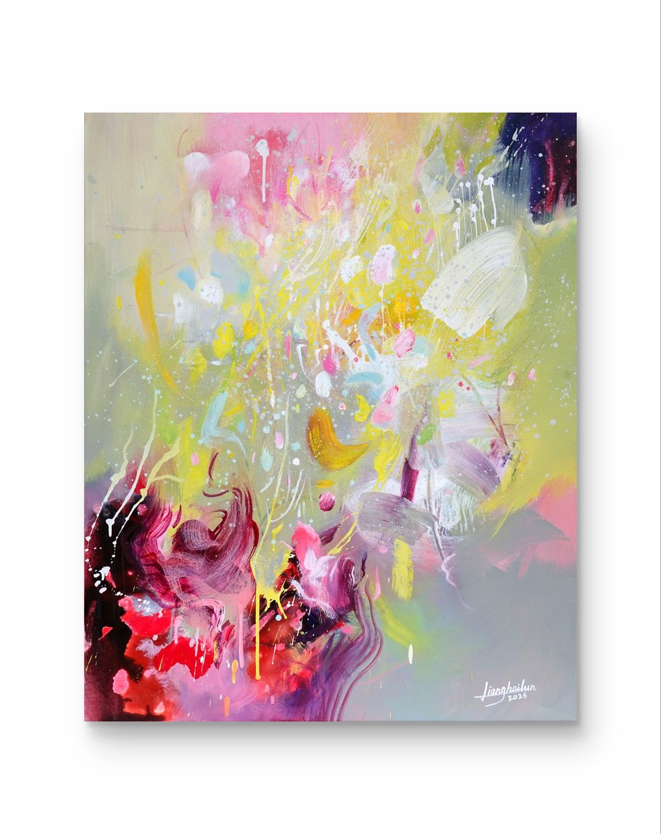 Abstract Acrylic Painting By Liang Hailun, 32 X 39", N°266, Original Artwork