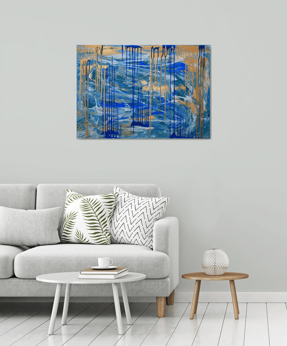 Merger. Gold and Blue /  ORIGINAL PAINTING