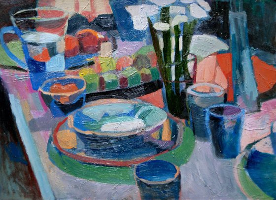 Still life / A  table ( 47 x 34 cm )