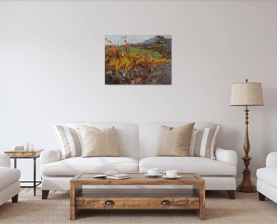 Autumn vineyard Landscape painting