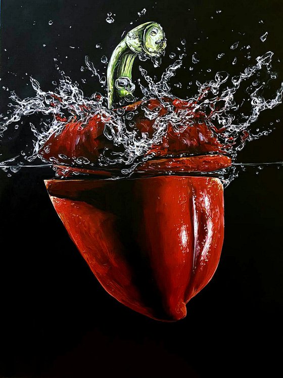 Red pepper underwater
