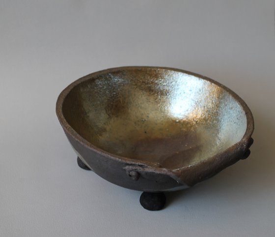 Raku Bowl with handle.