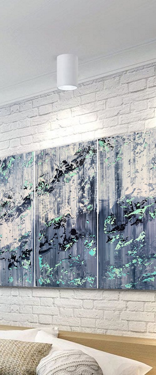 150x100cm. / Abstract triptych / Abstract 2282 by Alex Senchenko