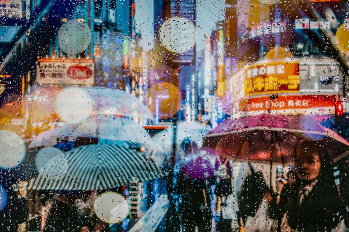 Abstract Cityscapes Photograph By Sven Pfrommer, 47 X 31", Rainy Days In Tokyo Vii, Original Artwork
