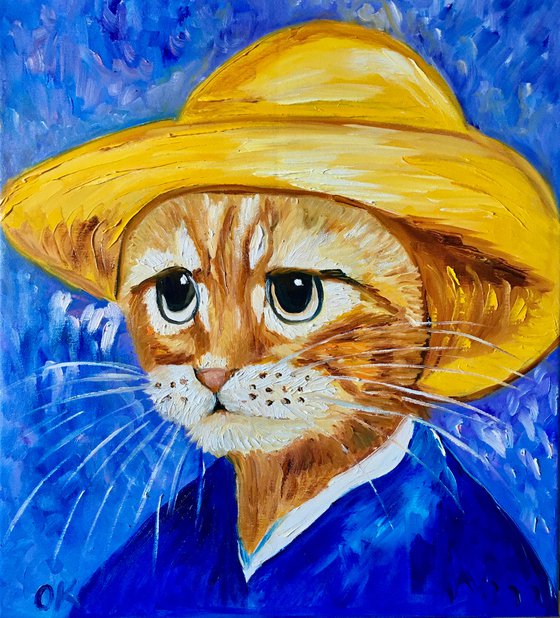 Cute Cat La Vincent Van Gogh ispired by famous self-portrait Present idea  for cat lovers