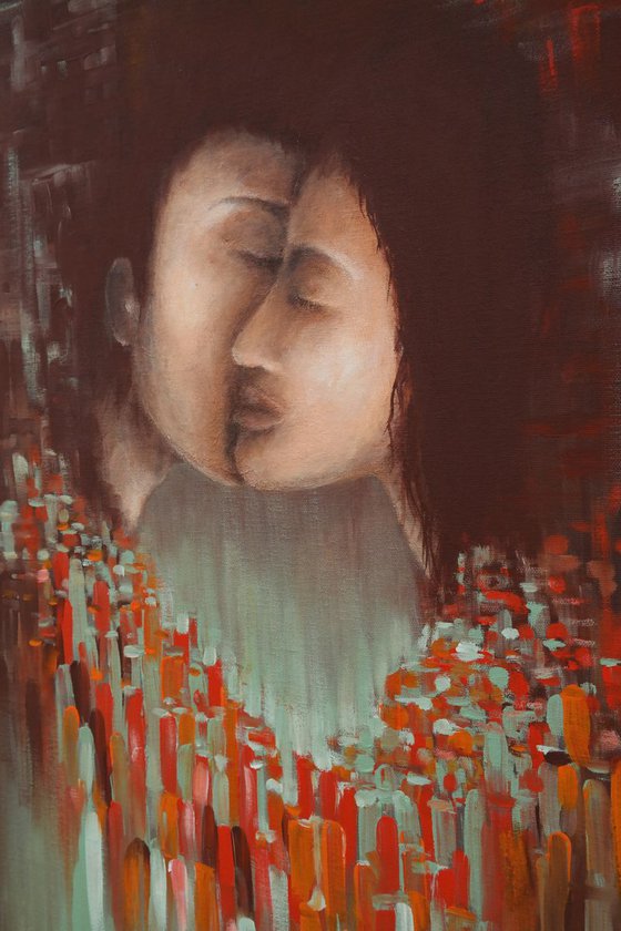 Digital Kiss - Klimt inspired painting of "Kiss"