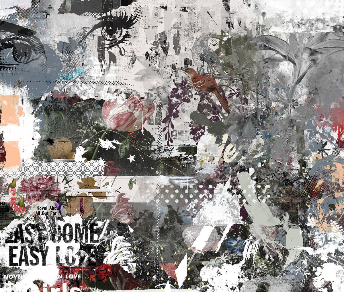 Botanical Painting By Teis Albers, 47 X 39", Easy Come, Original Artwork