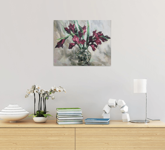 Gladiolus.. one of a kind, handmade artwork, original painting.