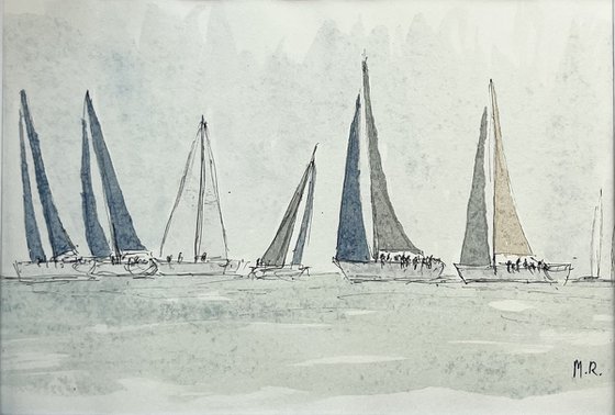 Yachts Racing on the Solent