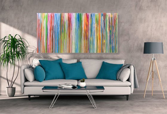 Where The Heart Is - LARGE,  STRIPED, MODERN, ABSTRACT ART – EXPRESSIONS OF ENERGY AND LIGHT. READY TO HANG!
