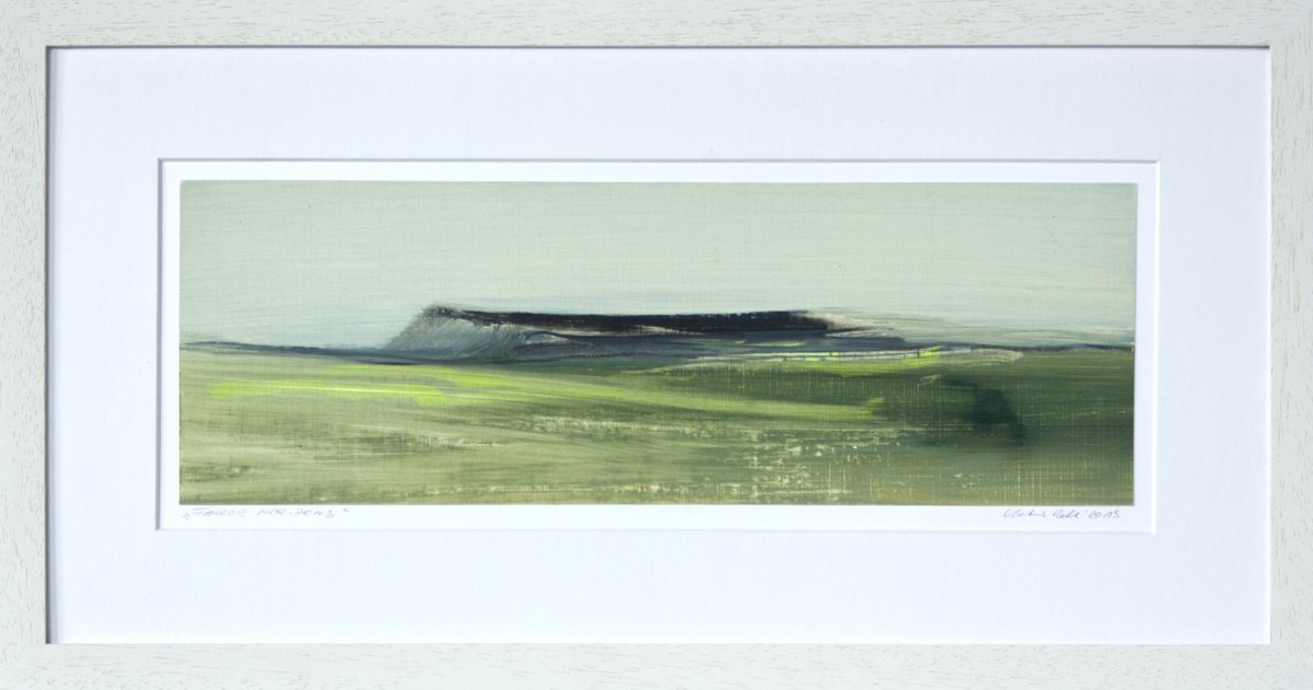 Organic Landscape Oil Painting By Katrin Roth, 17 X 9", Faroe Horizon 3, Original Artwork