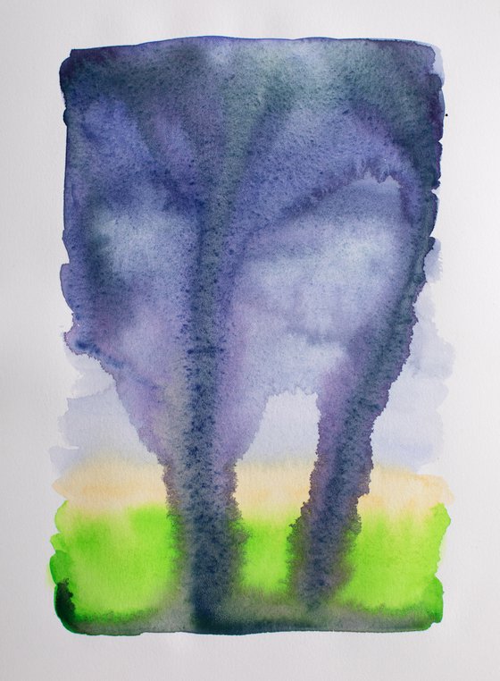 Watercolor abstract landscape May Storm