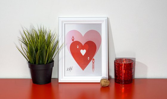Ace of Heart. Limited Edition Giclee PRINT on Paper. Original Signed Digital Art (Giclée).