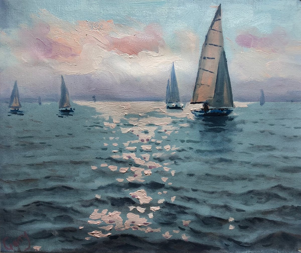 Seascape with Sailboats 36 by Garry Arzumanyan