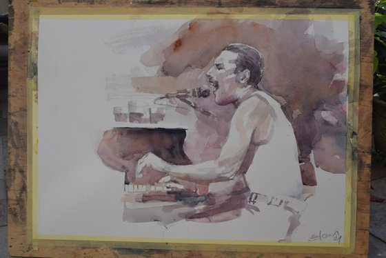 Freddie Mercury at the piano