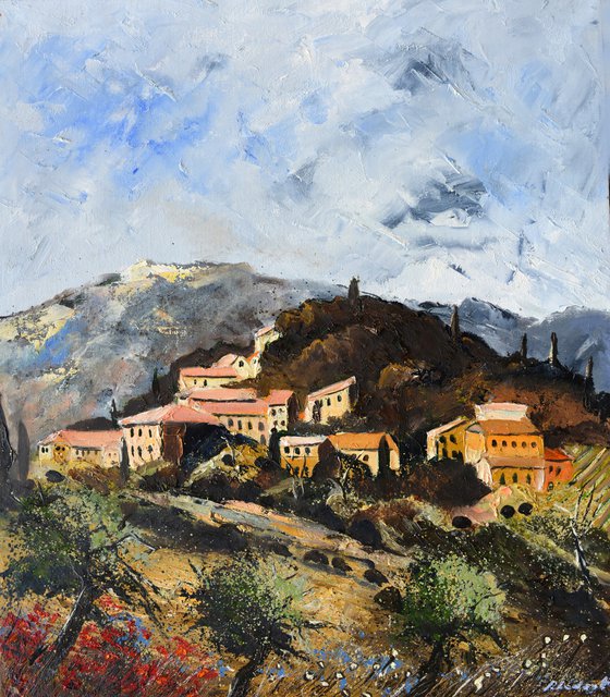Village and olivetrees  in Provence - Suzette