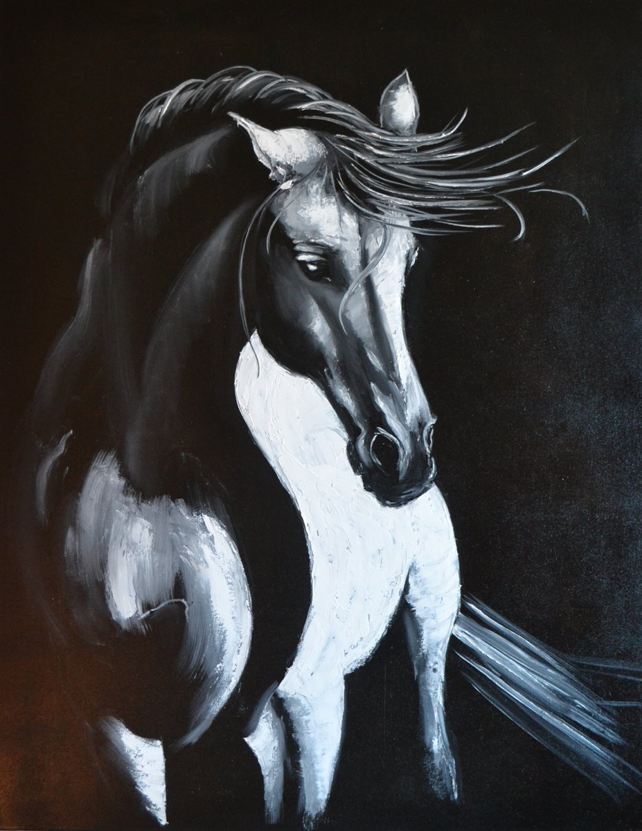 Oil Painting , White Horse: Illumination By Valeriia Radziievska, 28 X 35, Artwork For Sale On Artfinder