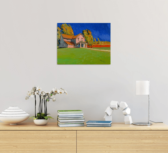 Farmhouse in Midwest. Windy Day