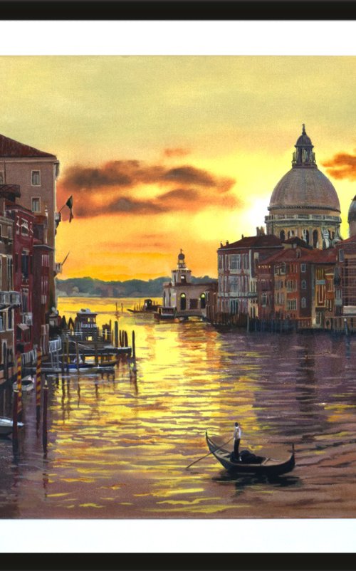 Golden Venice - Very large framed painting by Gordon Bruce