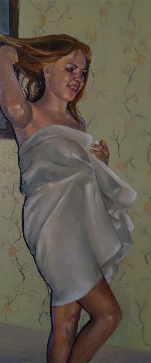 Seduction  45x65cm ,oil/canvas, impressionistic figure by Kamsar Ohanyan
