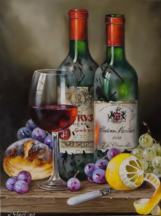 Red Wine, Grapes and Bread