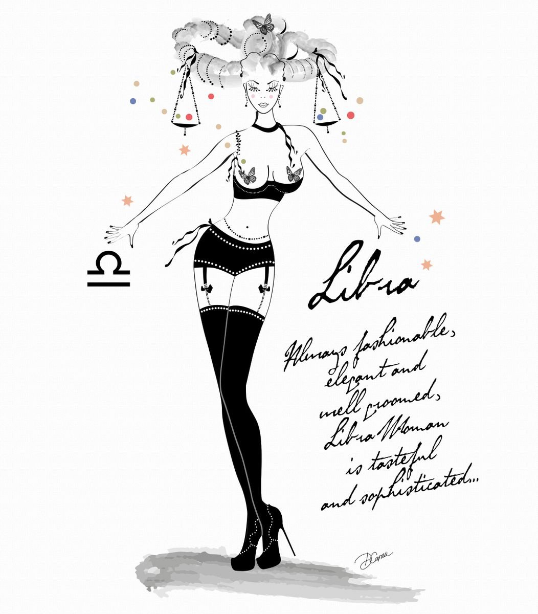 Libra - Bilancia - Astrology - Zodiac - AstroPinup - Pinup Girl - Erotic - Birthday - Gift by Artemisia