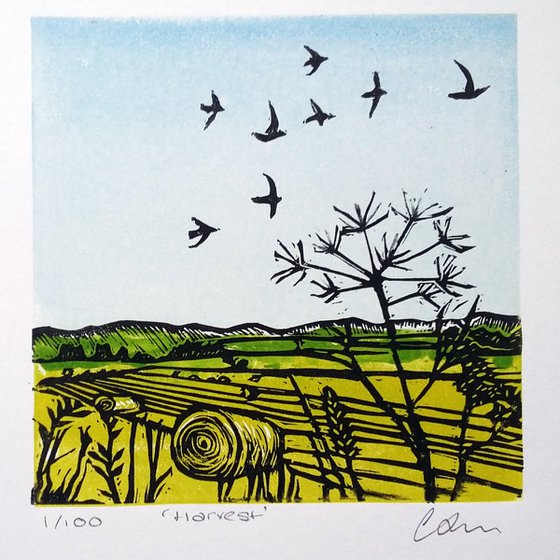 Harvest Linocut