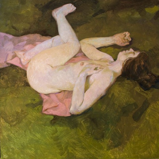 impressionist nude woman in natural tones