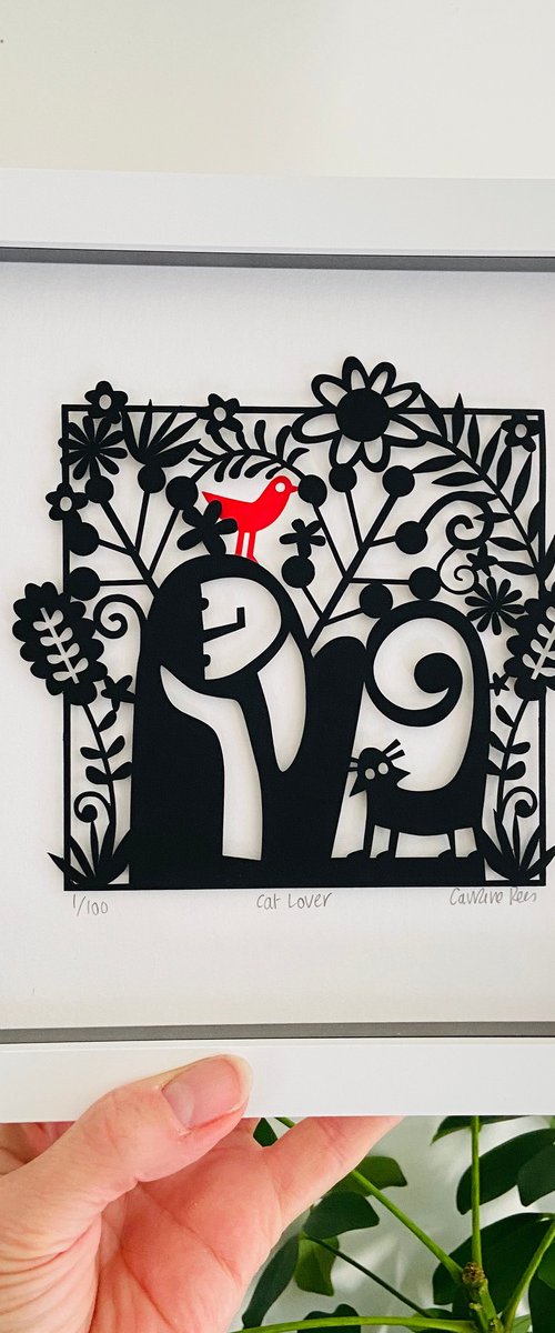 Cat Lover Paper Cut by Caroline  Rees