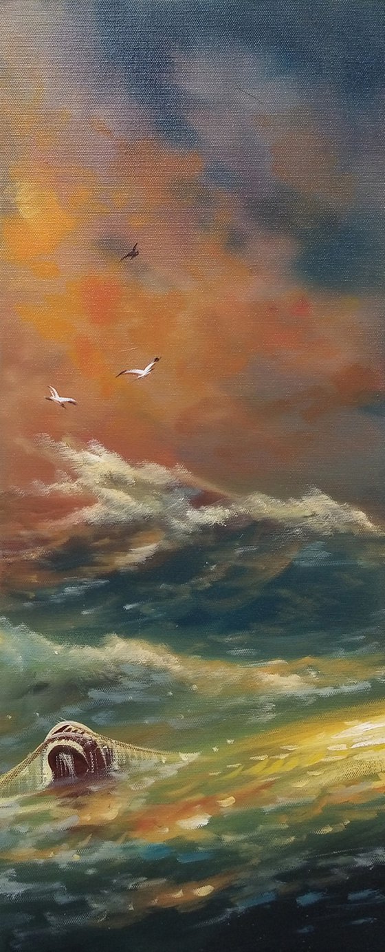 Inspired by Aivazovsky - Storm(125x80cm, oil painting, 5 items)
