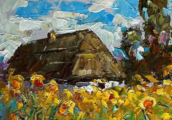 House and Sunflowers