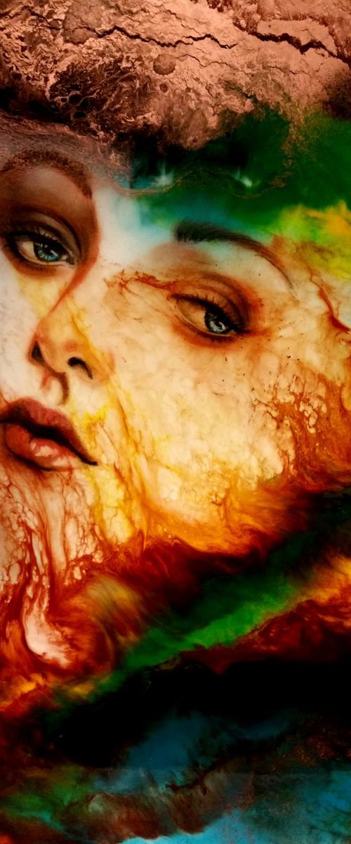 "Wild passion", contenporary resin painting on  board, 53x78x1,2cm, ready to hang by Elena Kraft