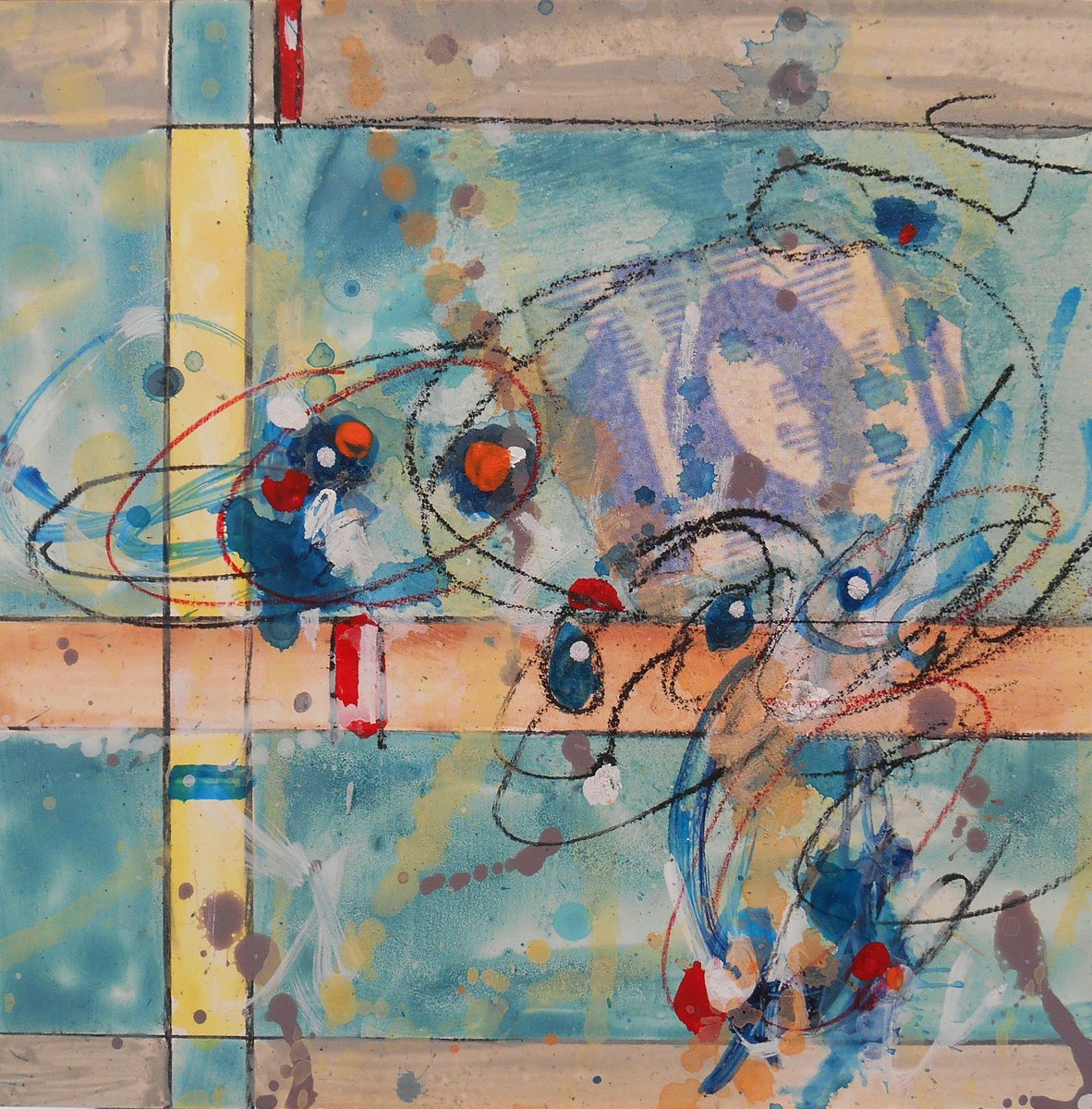 Geometric Abstract Acrylic Painting By Cynthia Ligeros, 5 X 5, Overcome, Original Artwork