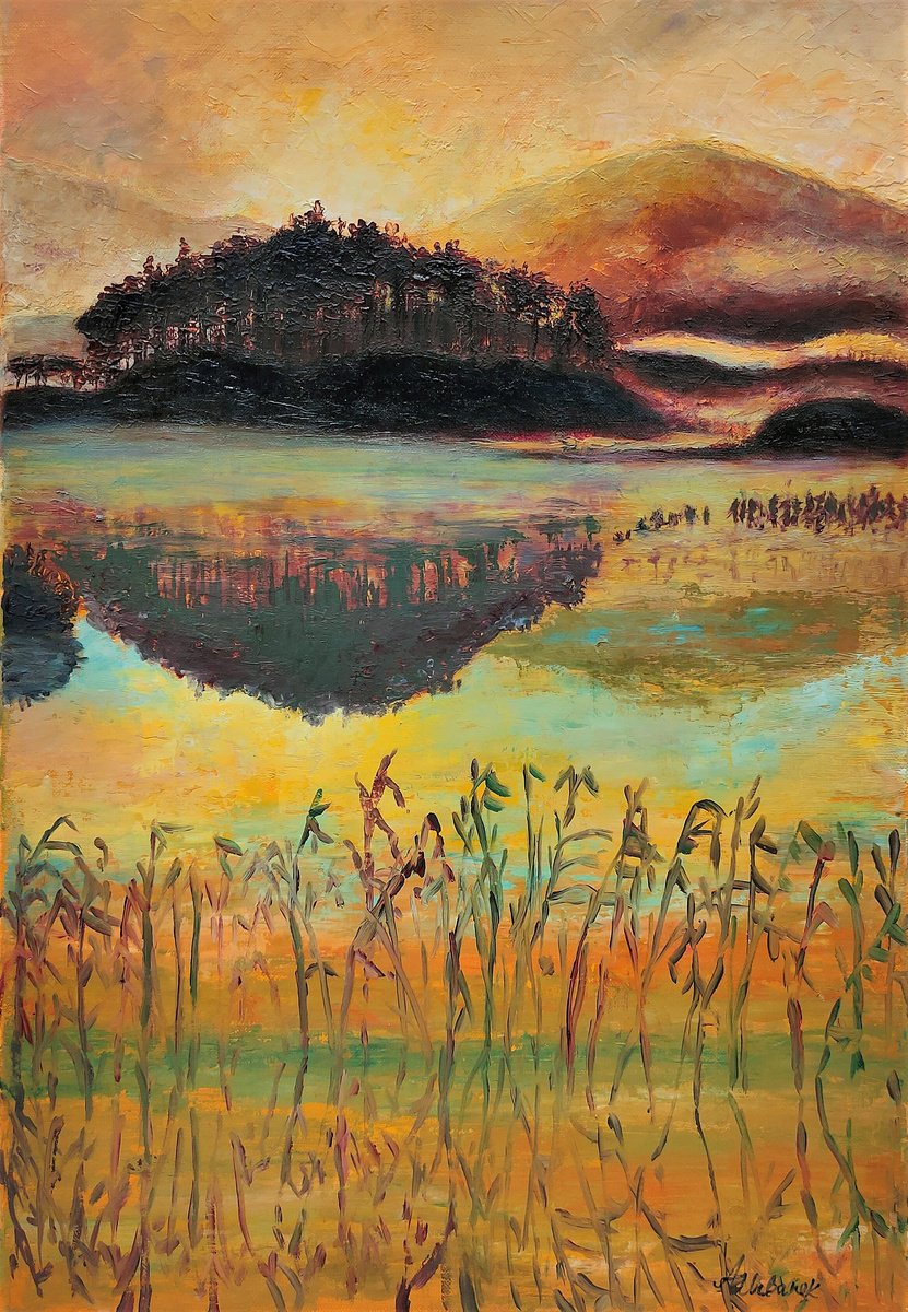 Impressionistic Landscape Oil Painting By Albina Urbanek, 15 X 22, What Do You Dream About At Sunset/ It