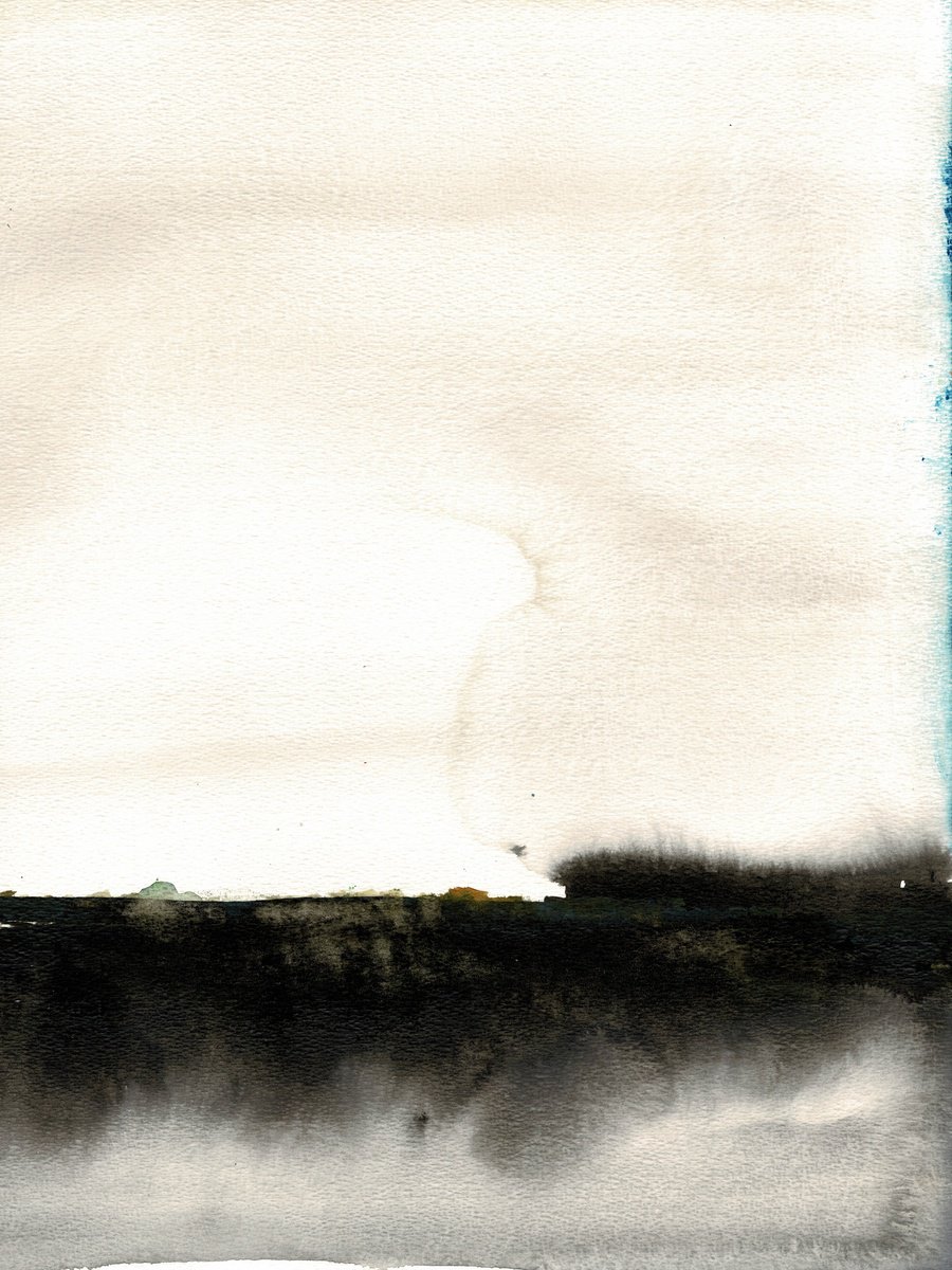 Abstract Landscape Watercolour By Koen Lybaert, 12 X 16", Half Moon Bay, Original Artwork