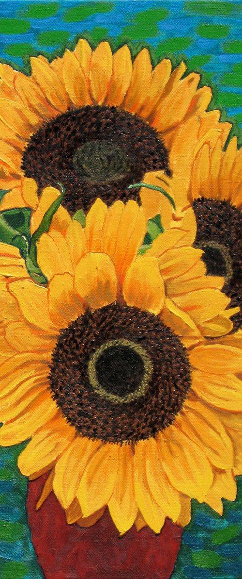 Sunflowers against Green by Richard Gibson