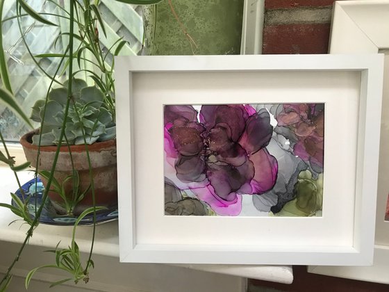 Black Rose II   Framed Ink Abstract