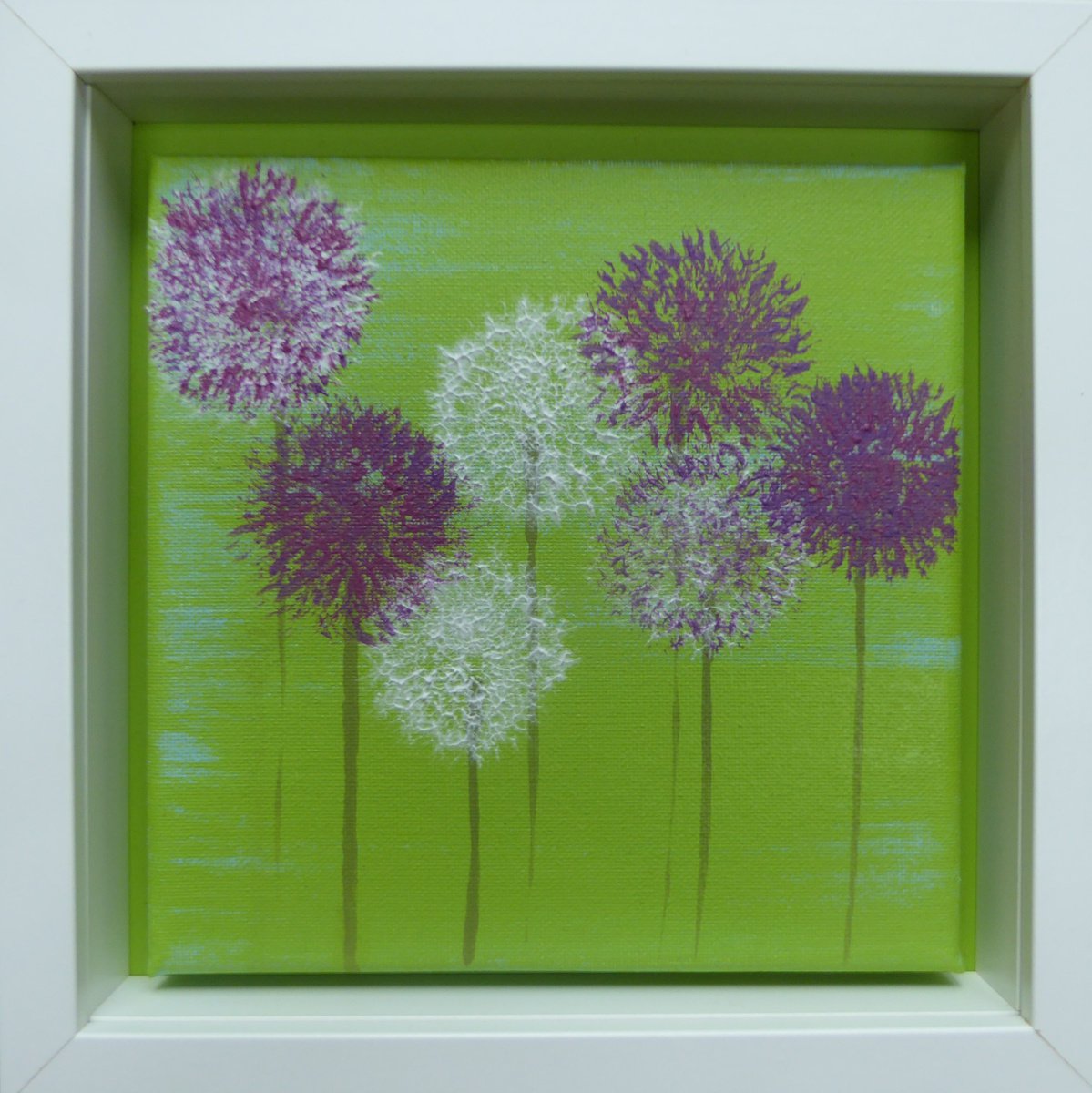 Alliums on green by Elaine Allender
