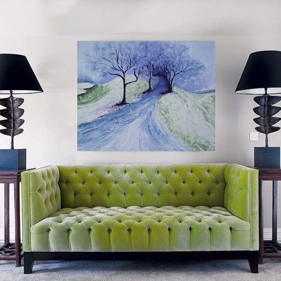 Winter road - Large palette knife   Gift