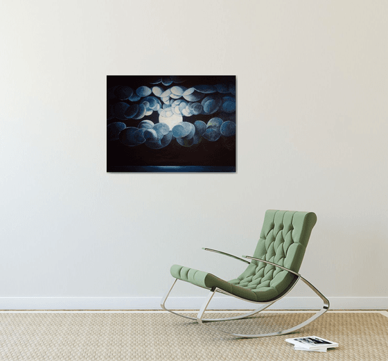 Moonlight (60x80cm, cubism, oil painting, ready to hang)