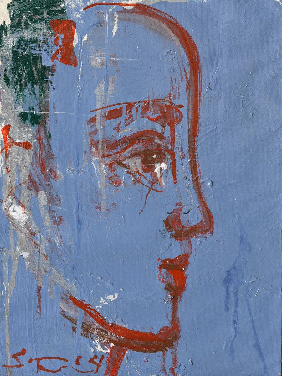 Expressive Abstract Acrylic Painting By Eduard Belsky, 12 X 16, Beloved Look, Original Artwork