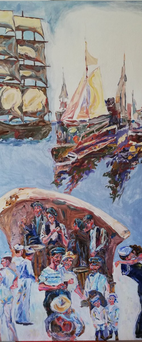 An Adventure Story****Commission for an Artfinder user/ painting 2/ size 25.6 x 51.2 x 1in= 65x 130 x 2.54 cm by Jelena Djokic