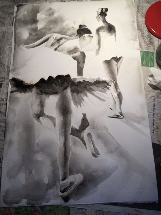 Ballerina painting “In the Wings II”